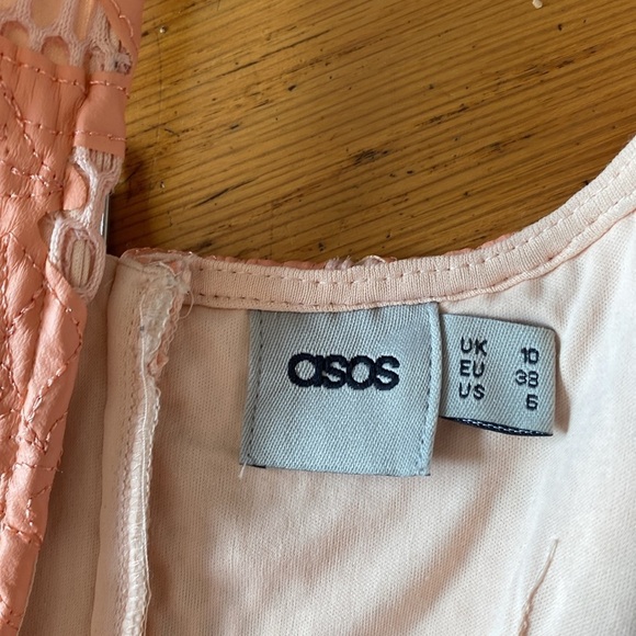 asos Fit & Flare Floral Embroidery Textured Peach Mini Dress Size 6 - Picture 13 of 15